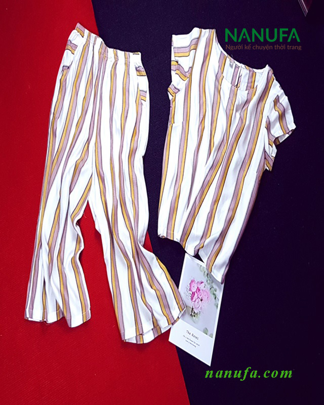 Đồ bộ tole sọc trắng hồng