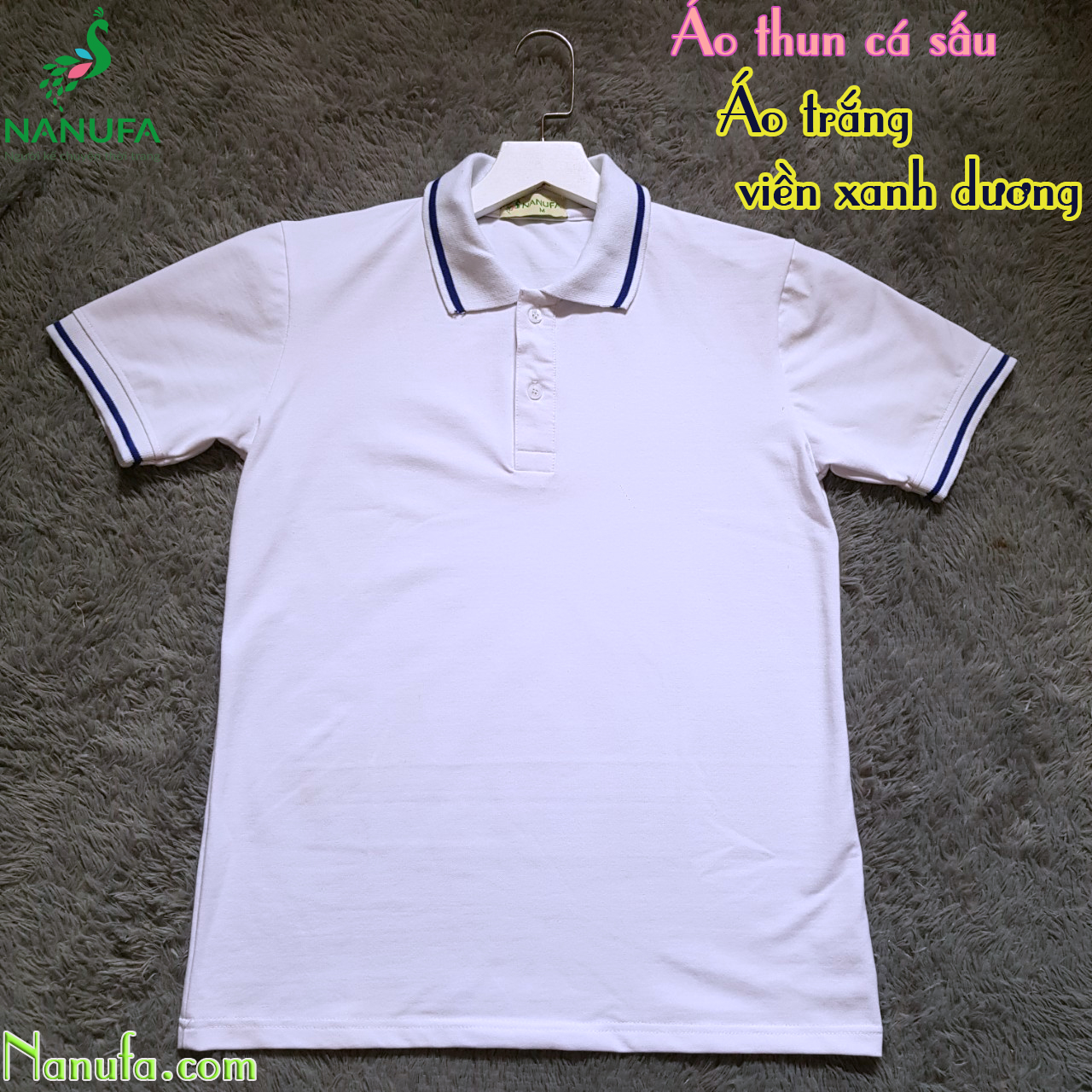 Ao trang vien xanh da troi 2 Áo trắng viền xanh da trời