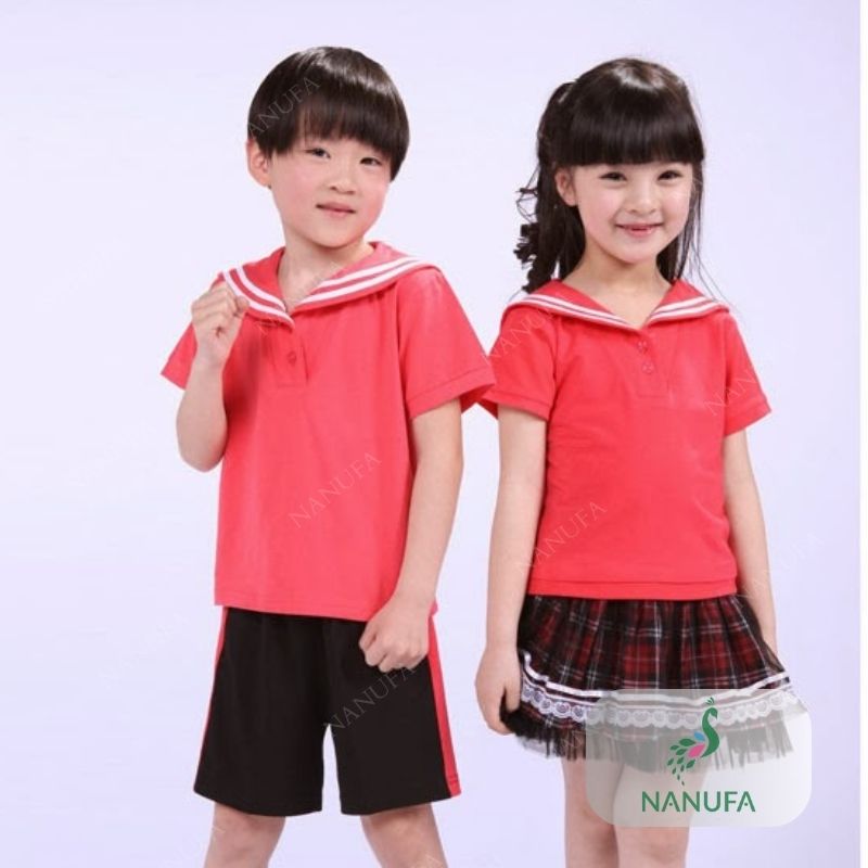 May Đồng Phục Mầm Non AMN-44 Màu Đỏ